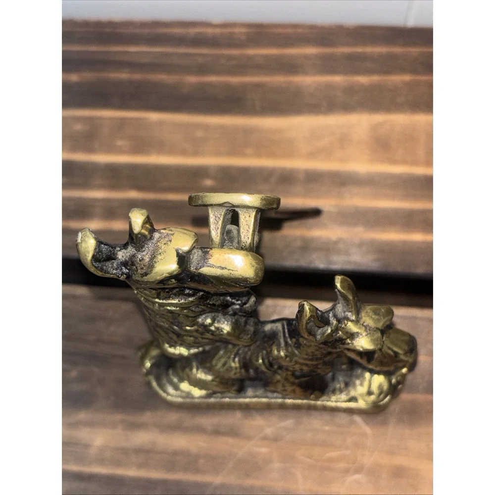 Vintage Solid Brass Scotch Terrier Dog easel ornament -Door Knocker 1930s 5